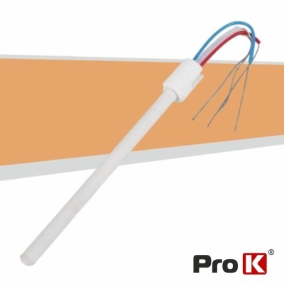 Sensor ProK branco com quatro fios coloridos e corpo cilíndrico