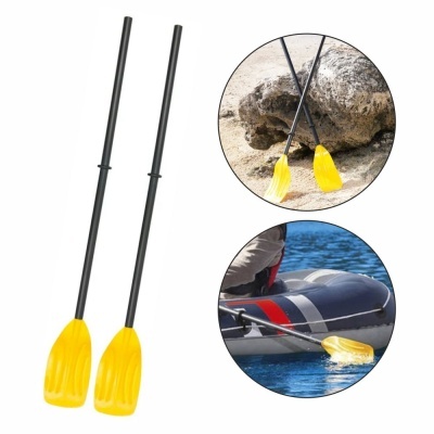 Par de remos pretos com pás amarelas para embarcação inflável