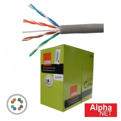 Cabo de rede LAN CAT6 com caixa verde da marca JOIN