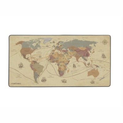 Tapete de rato com mapa-múndi em tons terra e rotas marítimas