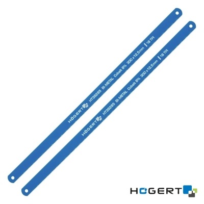 Lâminas azuis para serra com texto branco e logótipo HOGERT