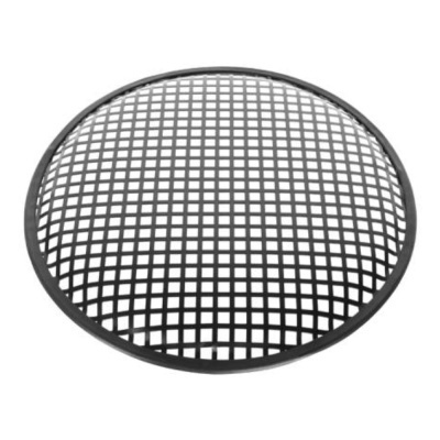 Grelha redonda preta em padrão quadriculado metálico