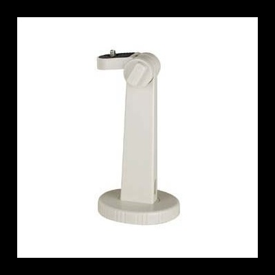 Suporte branco de plástico com base redonda e rosca ajustável no topo