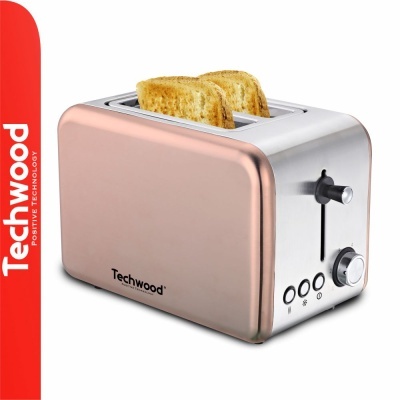 torradeira Techwood metal cor cobre e prata com dois slots para pão