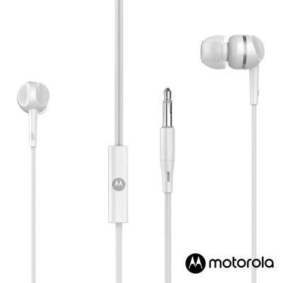 Auriculares intra-auriculares brancos Motorola com cabo e conector jack 3,5 mm