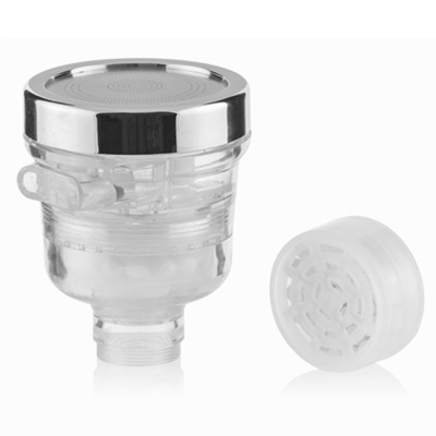 Filtro de água transparente com tampa cromada e peça removível