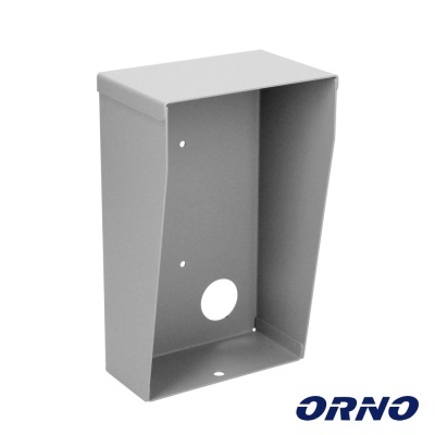 Estrutura metálica cinzenta com orifícios para fixação e passagem de cabos