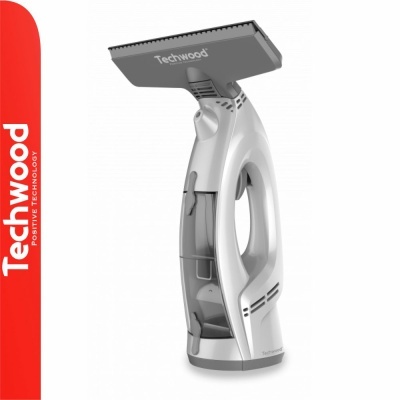 Aspirador de janela Techwood branco com detalhes cinzentos e texto Techwood