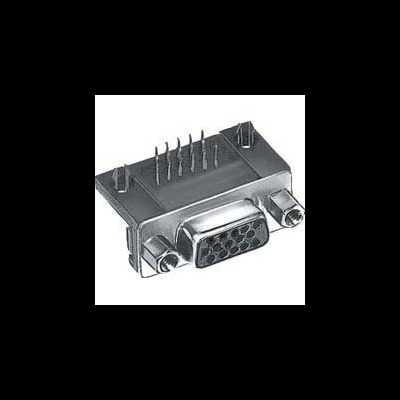 Conector VGA feminino metálico com 15 pinos e parafusos laterais