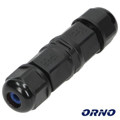Conector elétrico plástico preto cylindrical IP68 ORNO