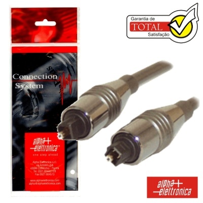 Cabo de áudio digital óptico com embalagem preta e vermelha