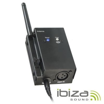 Dispositivo eletrónico preto Ibiza Sound com antena e conetor XLR