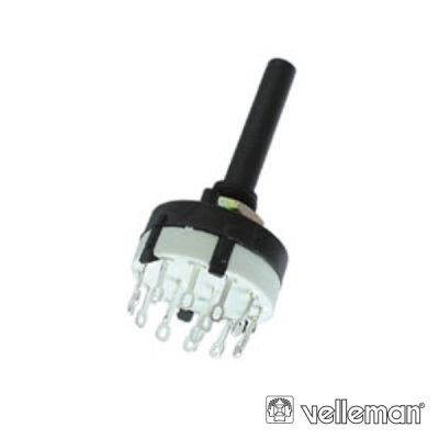 Interruptor rotativo preto e branco com pinos metálicos