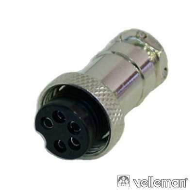 Conector circular metálico com 5 pinos prateado Velleman