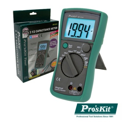 Medidor digital de capacitância Pro'sKit MT-3118 com ecrã LCD e embalagem