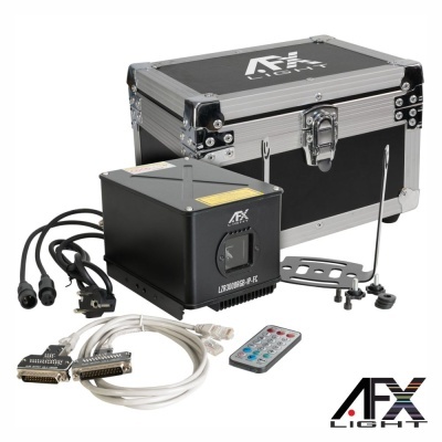 Equipamento de iluminação AFX Light com caixa de transporte preta e acessórios