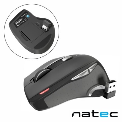 Rato sem fios preto Natec com recetor USB