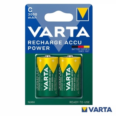 Pack de duas pilhas recarregáveis VARTA Recharge Accu Power tipo C 3000 mAh