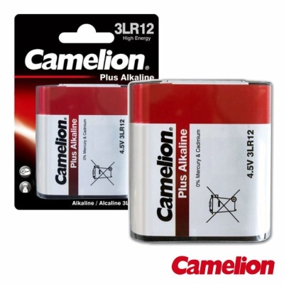 Pilha Camelion 3LR12 Plus Alkaline 4.5V na embalagem preta e vermelha