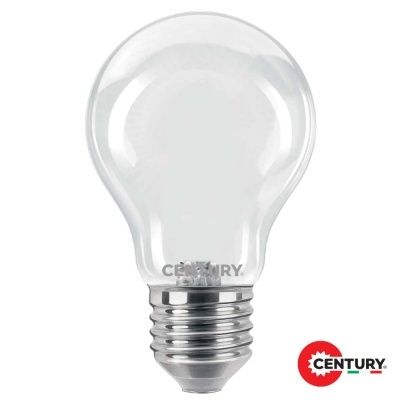 Lâmpada incandescente transparente com soquete metálico e logo CENTURY