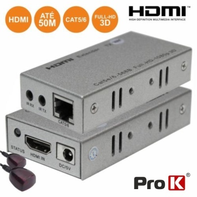 Adaptadores HDMI Pro K cinzento com várias entradas e suporte CAT5/6