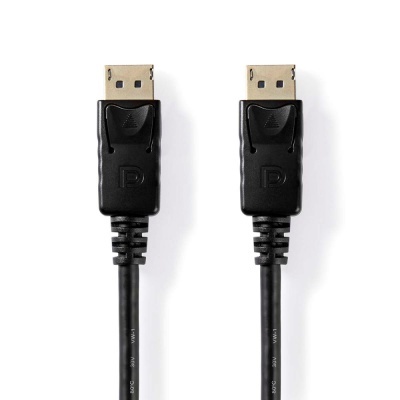 Cabo DisplayPort preto com conectores metálicos