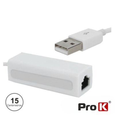 Adaptador Pro K USB para rede RJ45 branco com cabo de 15 cm