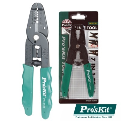 Ferramenta de decapagem de fios Pro'sKit PK-3161 com cabos verdes e embalagem