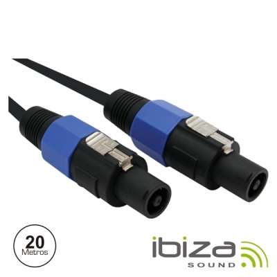 Cabo áudio Speakon preto e azul 20 metros Ibiza Sound