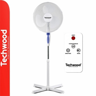 Ventoinha de pé branca Techwood com comando remoto
