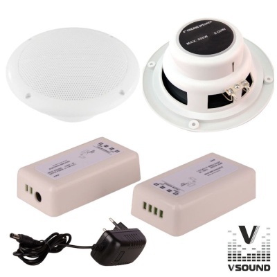 Conjunto de colunas de teto com amplificadores e acessórios VSound