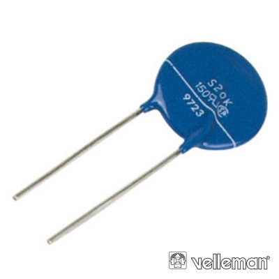 Resistor azul com texto impresso e dois terminais em fundo branco