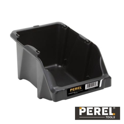 Caixa de arrumação de plástico preto retangular com etiqueta PEREL TOOLS