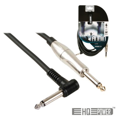 Cabo de áudio HQ Power com conectores jack prateados em cabo preto