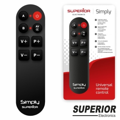 Comando remoto universal preto Superior Electronics Simply com embalagem