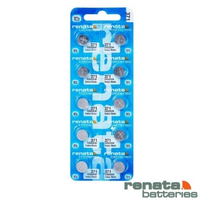 Cartela de pilhas Renata 371 azul e branco com 10 unidades