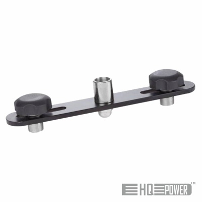 Barra metálica preta com porcas pretas e elemento cilíndrico central