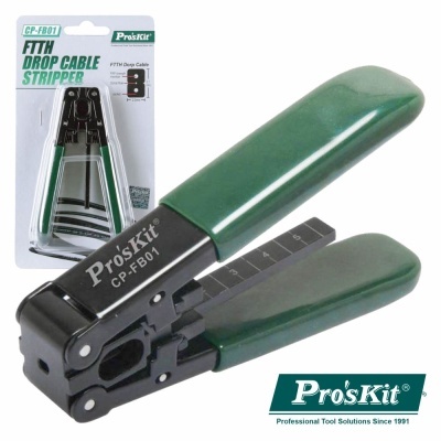 Ferramenta Pro'sKit CP-F801 para decapar cabos com alças verdes e embalagem branca