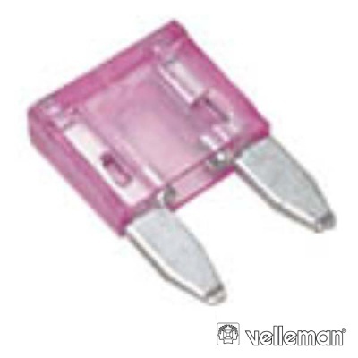 Fusível automóvel rosa transparente com lâminas metálicas