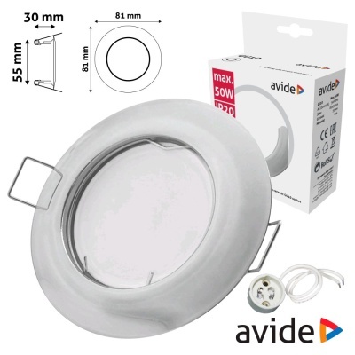 Luz LED embutida redonda branca Avide com suporte metálico e embalagem