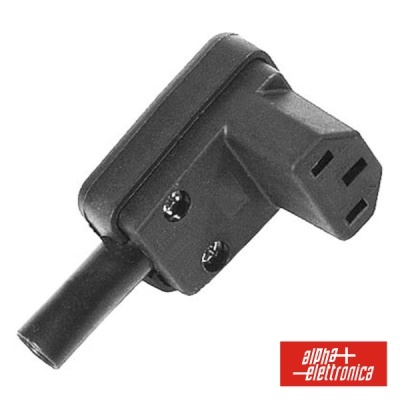 Cabo de alimentação elétrico preto com conector de ângulo reto de três pinos