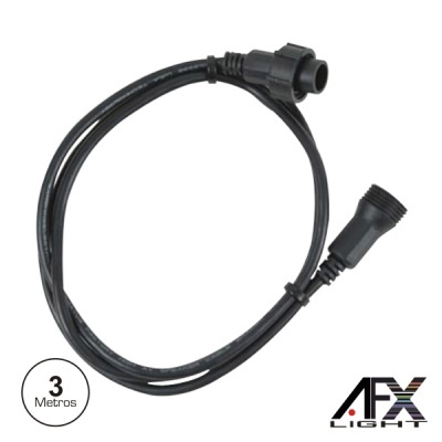 Cabo preto 3 metros com conectores e logotipo AFX LIGHT