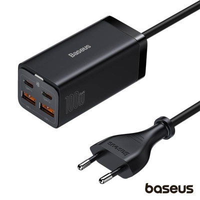 Carregador de parede Baseus preto com várias portas USB