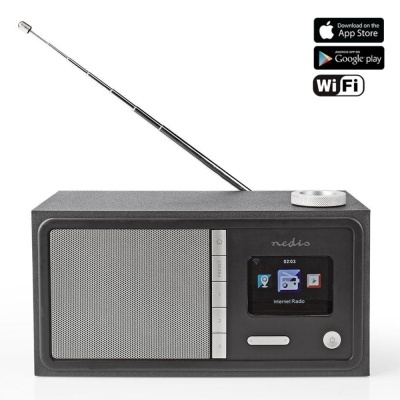 Rádio portátil preto Nedis com ecrã digital e antena telescópica