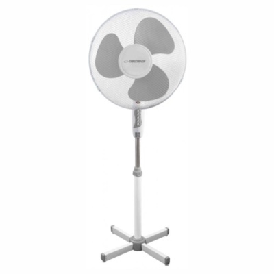 Ventoinha de pé branca e cinzenta Orbegozo com grelha metálica e base cruzada