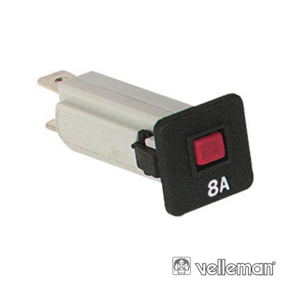 Interruptor elétrico com botão vermelho e indicação 8A