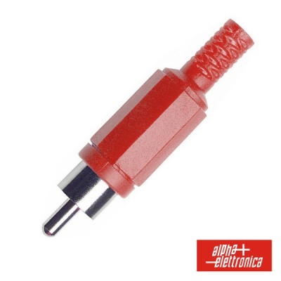 Conector RCA vermelho com cabo e logótipo alpha elettronica