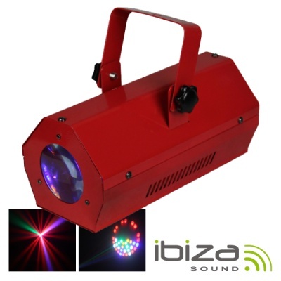 Luz de efeito LED vermelha com lente e suporte e logo Ibiza Sound