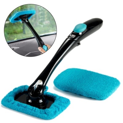 Raspador de limpador de pára-brisas preto com almofadas azuis