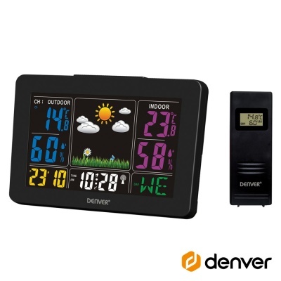 Relógio digital meteorológico DENVER preto com sensor remoto